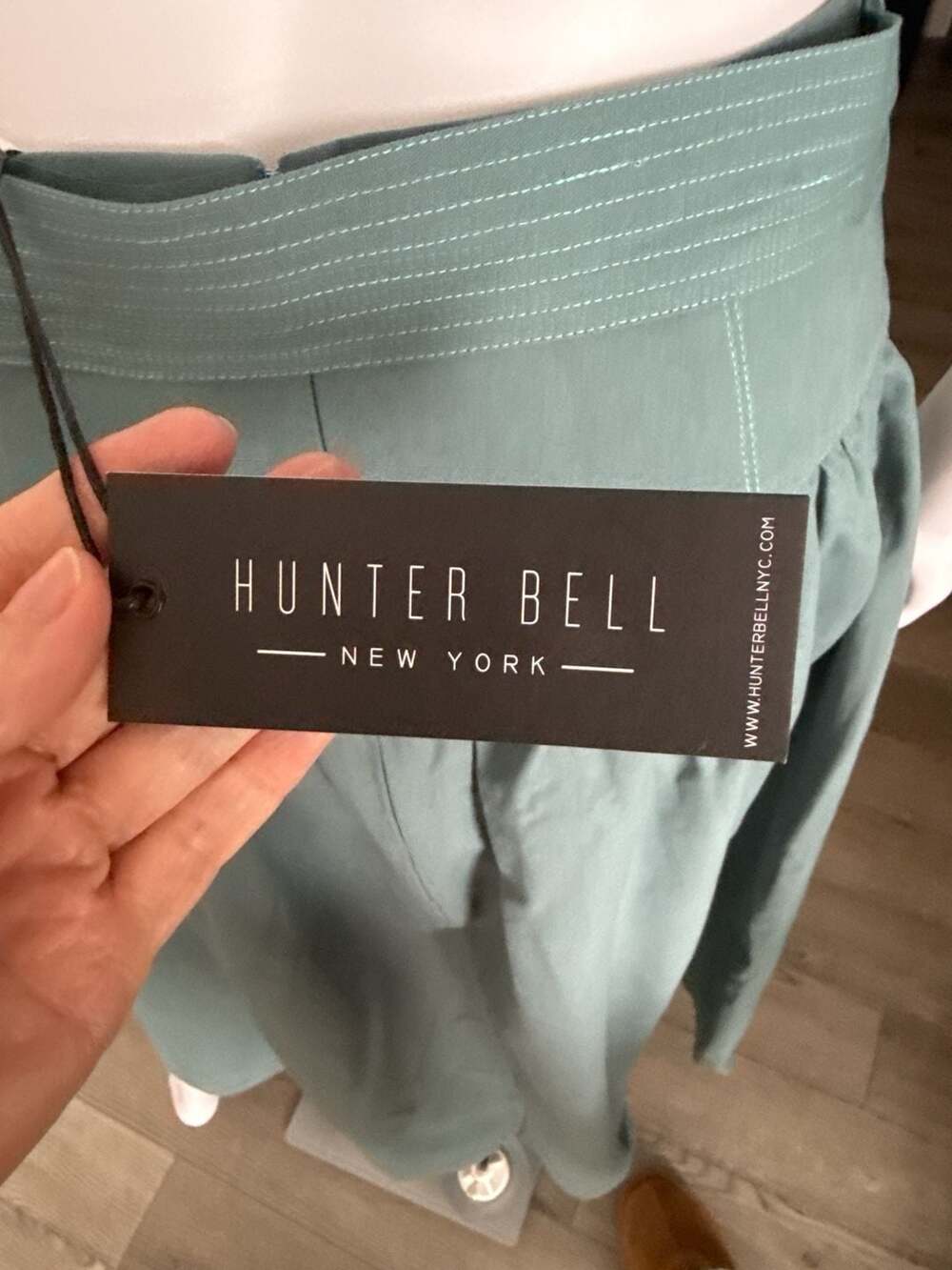 Hunter Bell New York Teal Green Jenkins Midi Skirt with Belt Detail